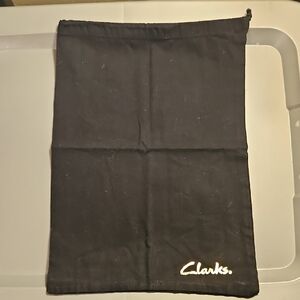 Clarks Black Drawstring Shoe Bag with Gold Logo
